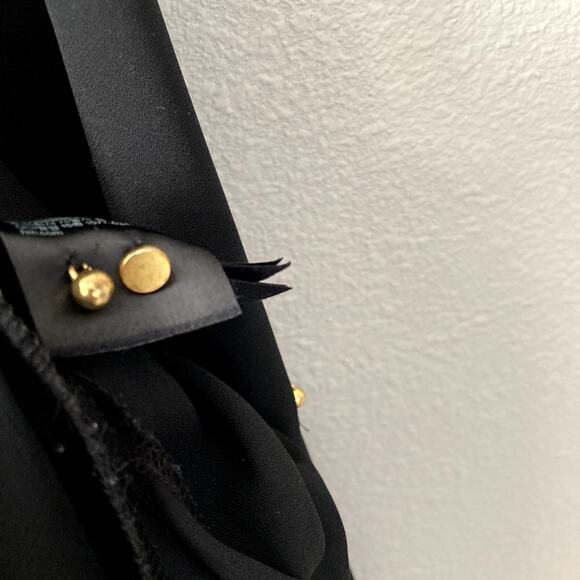 H&M Button Front Blouse - Roll Tab Sleeves - Gold Tone Button Detail - Black - 2 - Picture 7 of 10